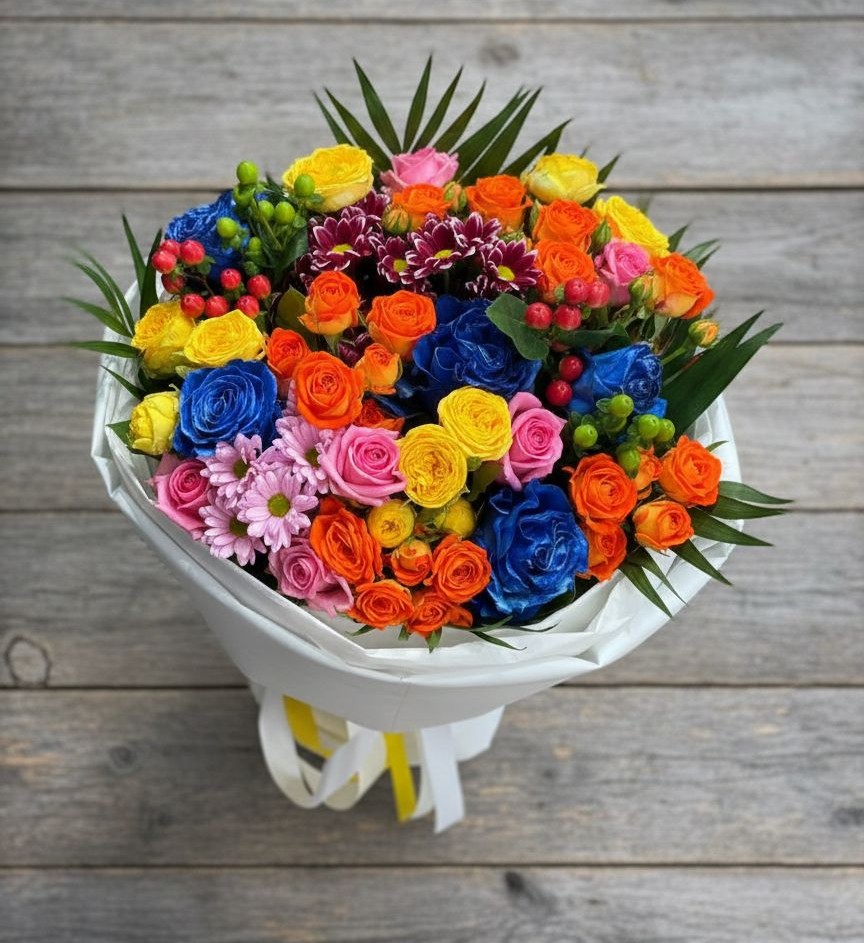 Букет цветов из: Розы и Хризантемы в Чернолесском