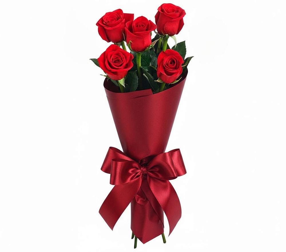 Букет 5 Красных роз Эдлесс Лав в Чернолесском
