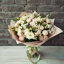 Букет цветов из:  Альстромерии, Розы и Хризантемы в Чернолесском