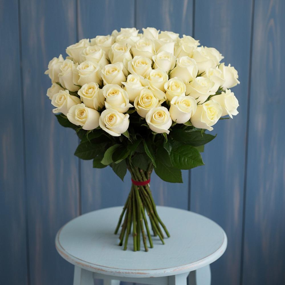 Букет 51 Белая роза Эдлесс Лав в Чернолесском