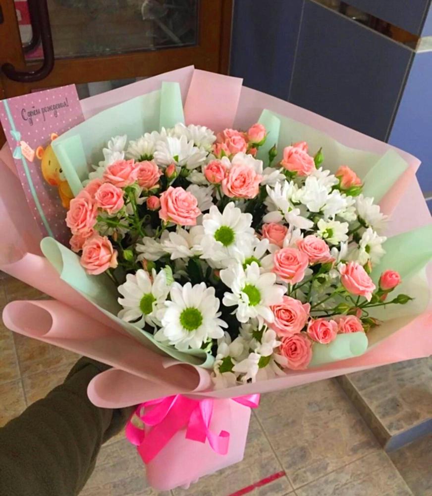 Букет цветов из: Розы и Хризантемы в Чернолесском