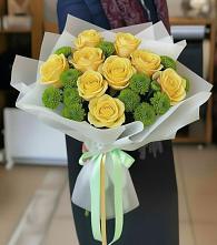 Букет цветов из:  Хризантемы и Розы в Чернолесском