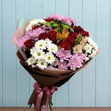 Букет цветов из:  Розы, Хризантемы и Альстромерии в Чернолесском