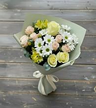 Букет цветов из:  Альстромерии, Розы и Хризантемы в Чернолесском
