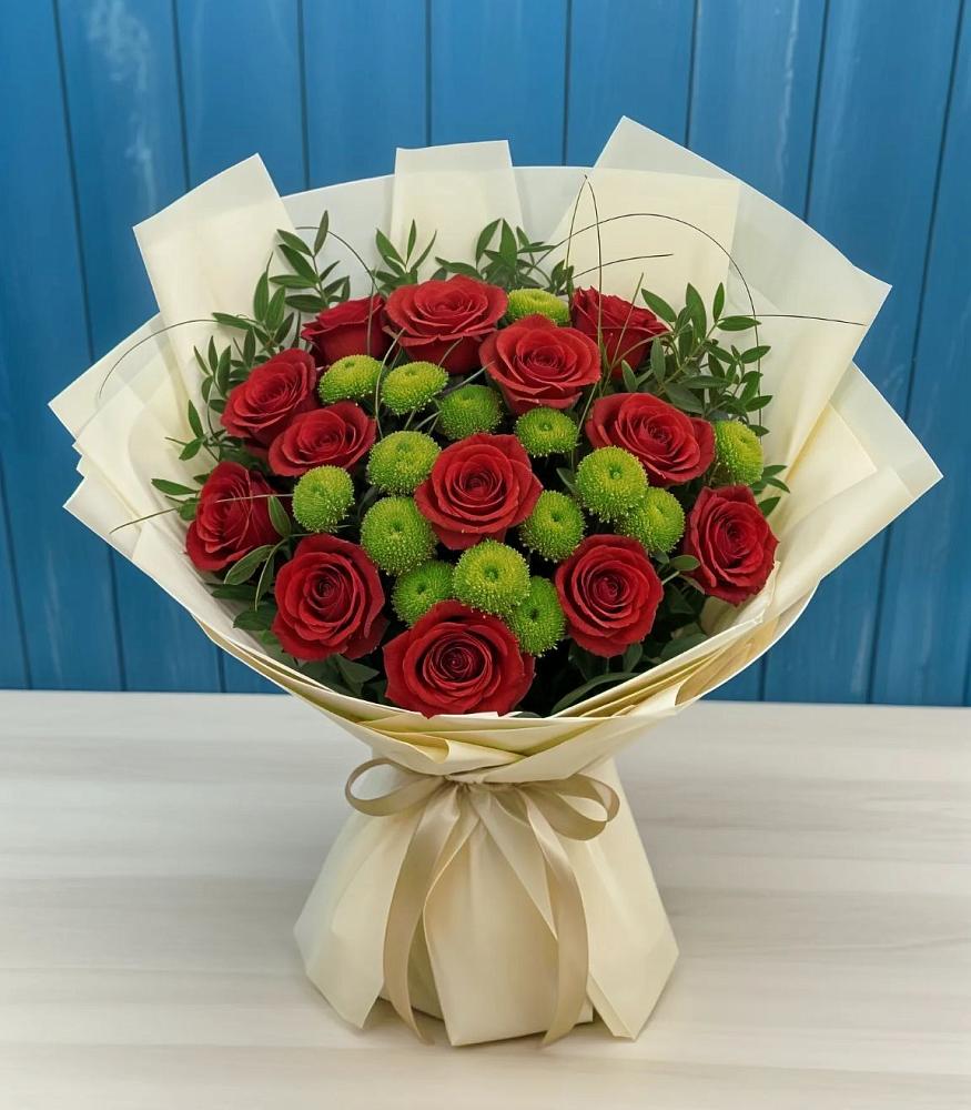 Букет цветов из: Розы и Хризантемы в Чернолесском