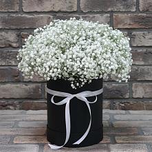 Цветочная композиция из Гипсофила в шляпной коробке в Чернолесском